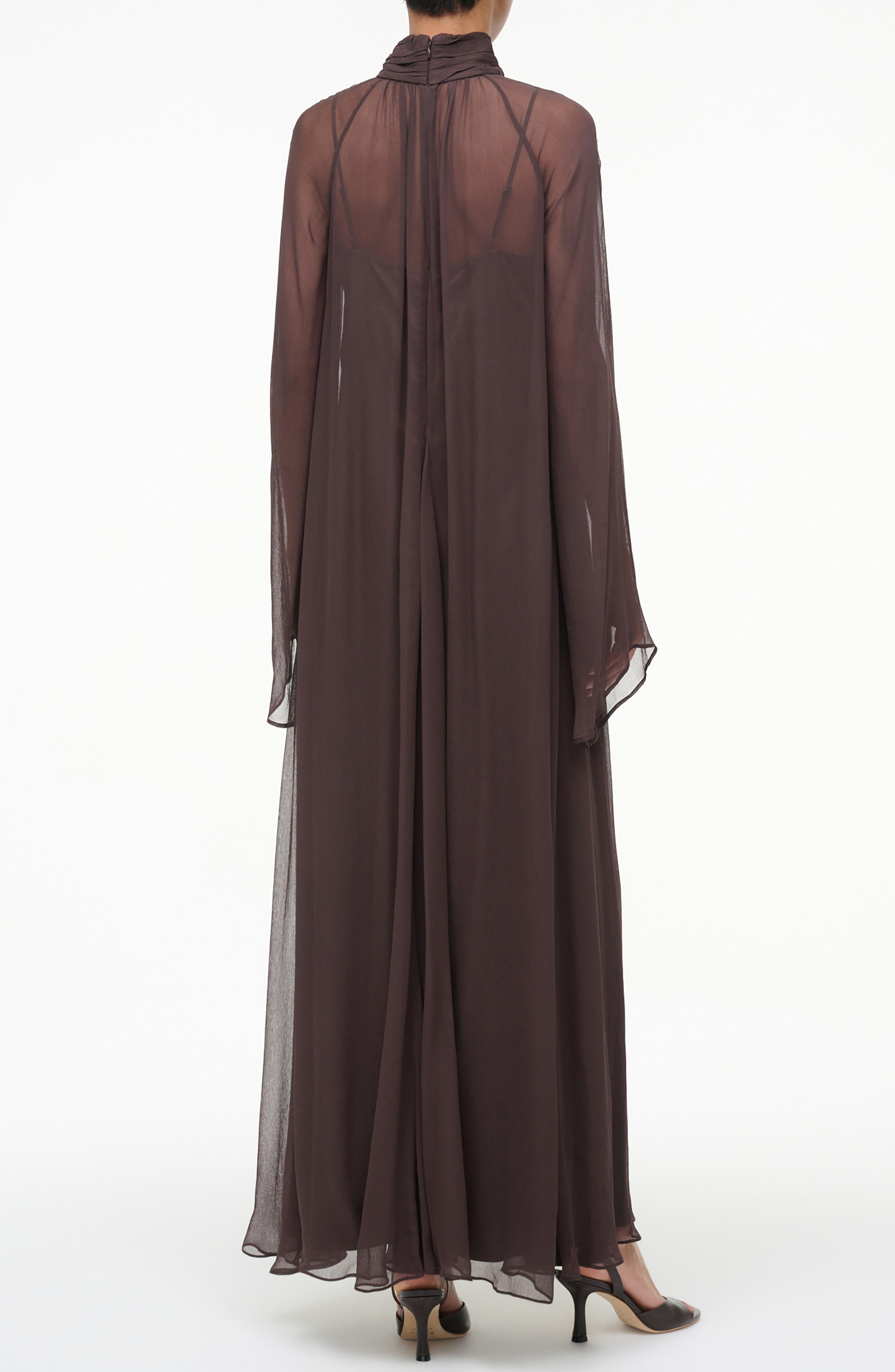 STAUD Esther Long Sleeve Chiffon Maxi Dress in Earth at Nordstrom - 2