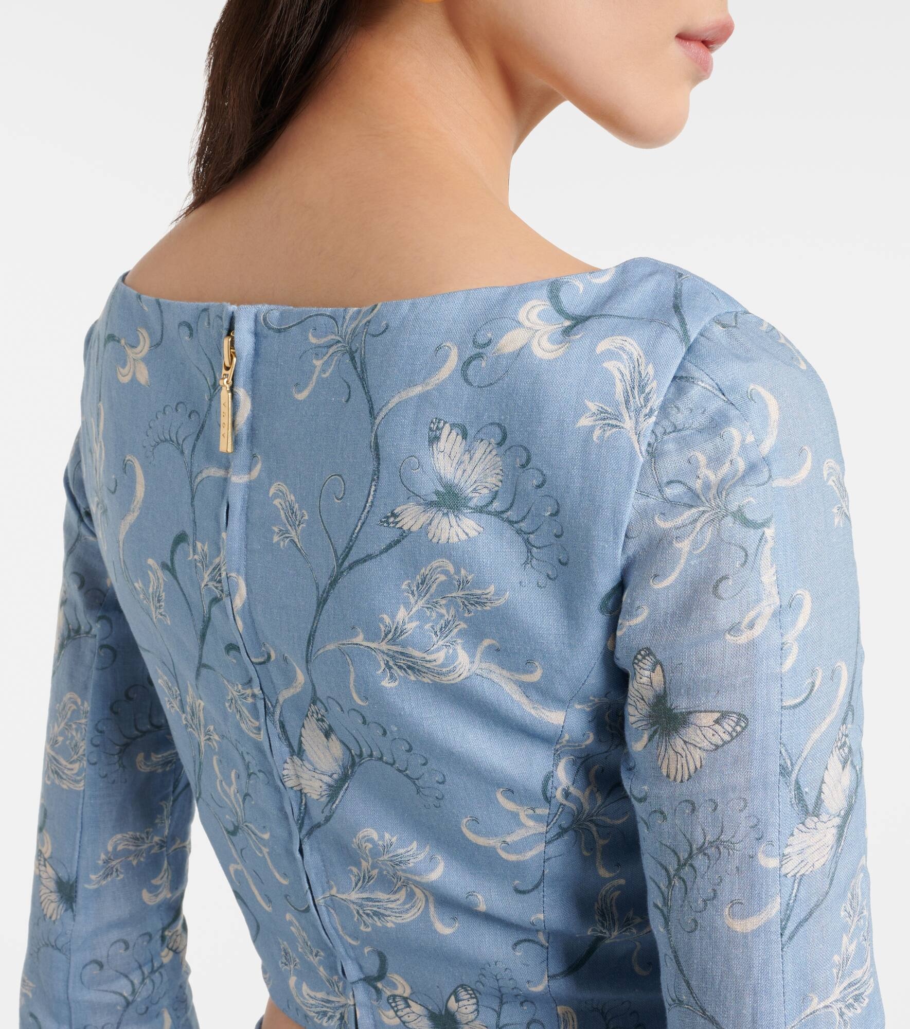 Limoncillo Lymanopoda floral linen crop top - 6