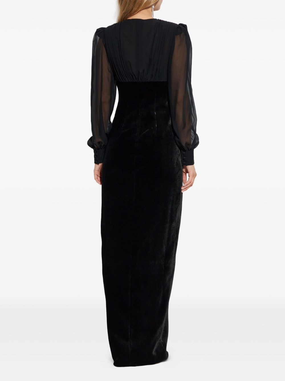 jewel-button velvet dress - 4