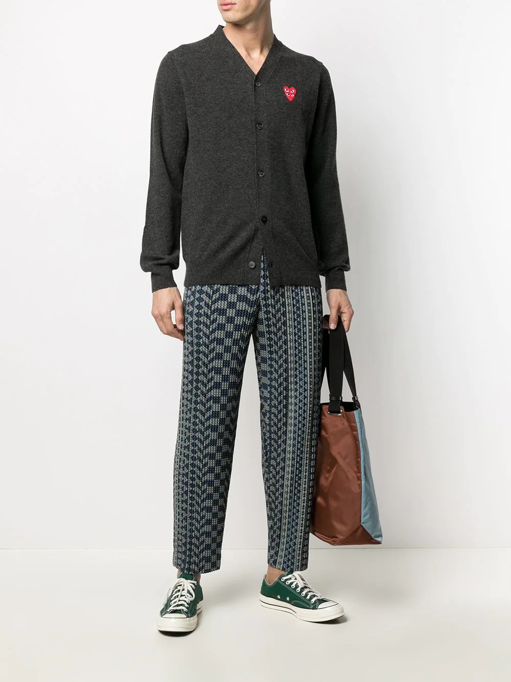 logo button-down cardigan - 3