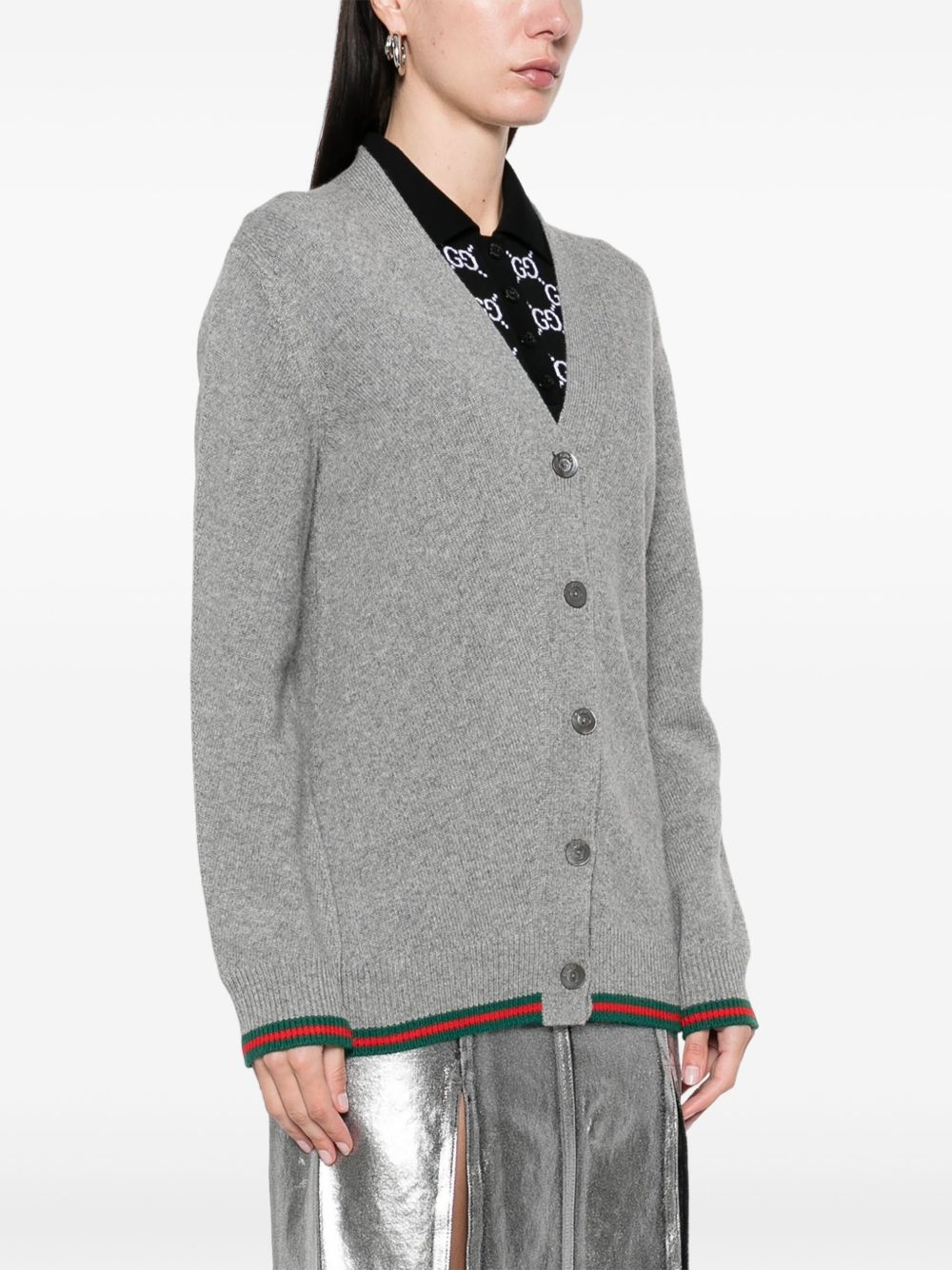 Web-stripe cardigan - 3