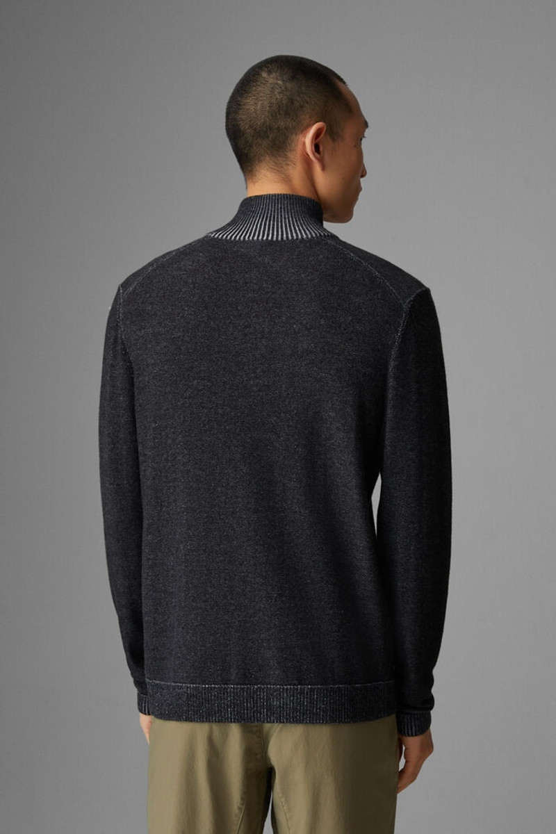 Lias Merino-blend half-zip pullover in Black 3