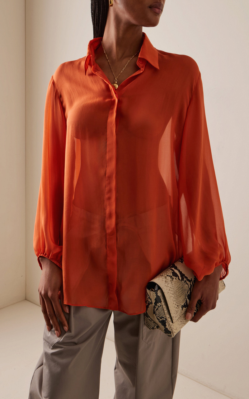 KALLMEYER Ilia Balloon-Sleeve Silk Top orange outlook