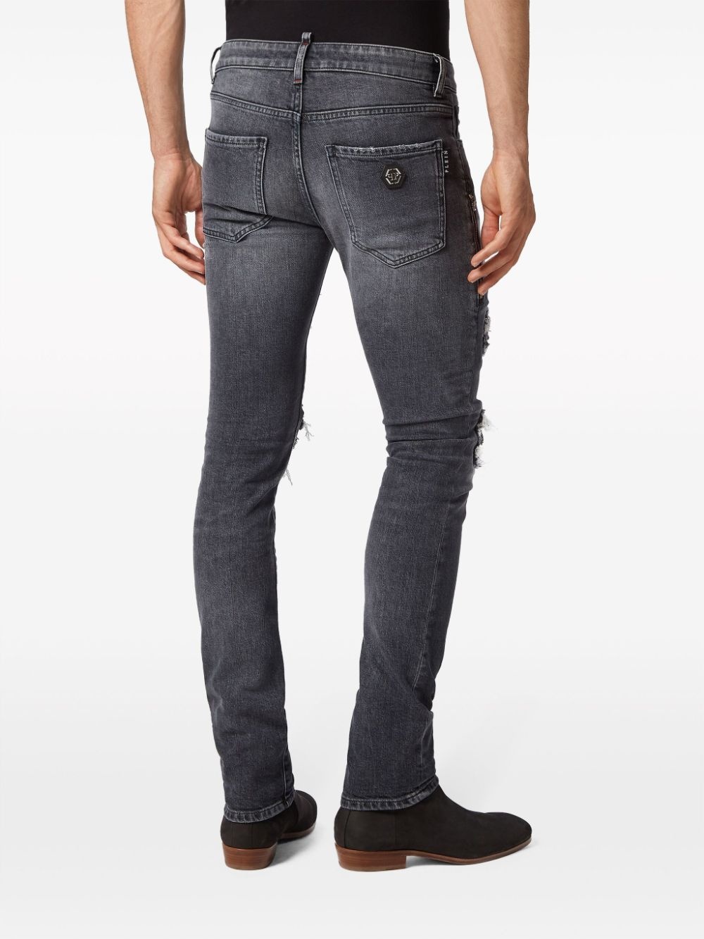 mid-rise distressed jeans - 4