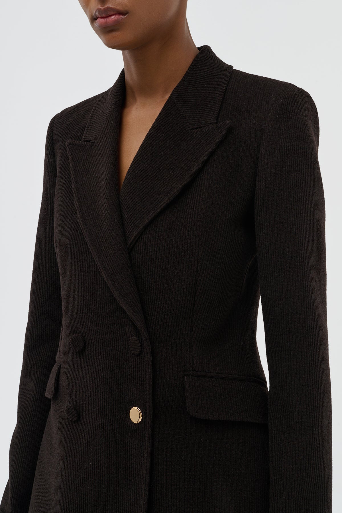 Stephanie Blazer in Chocolate Fine Cashmere Corduroy - 5