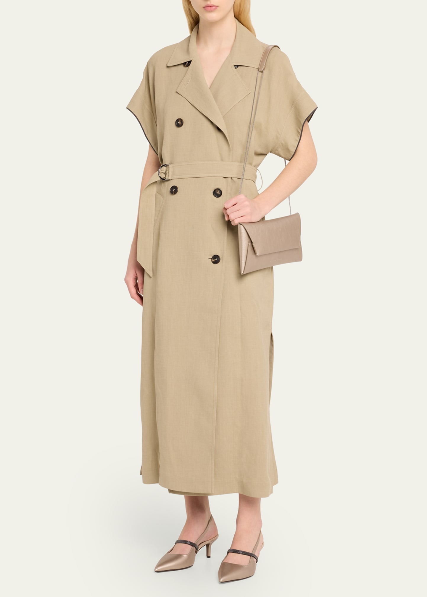 Cotton Canvas Cargo Coat Dress with Monili Trim - 4