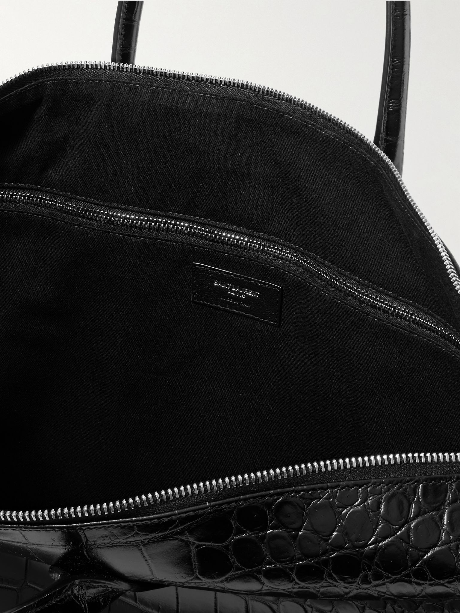 Giant Croc-Effect Leather Weekend Bag Black - 5