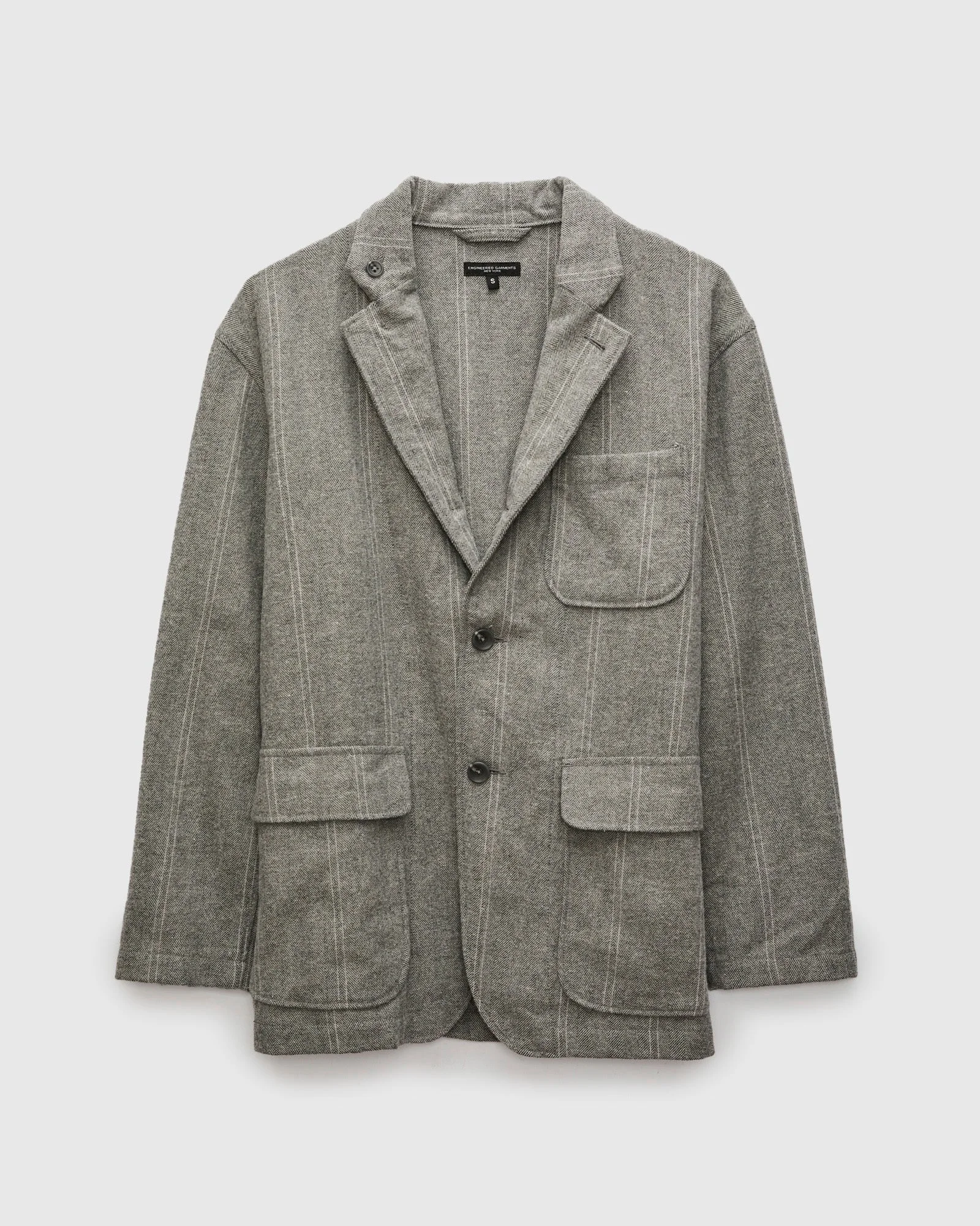 Loiter Jacket in Light Grey Wool Striped HB - 1