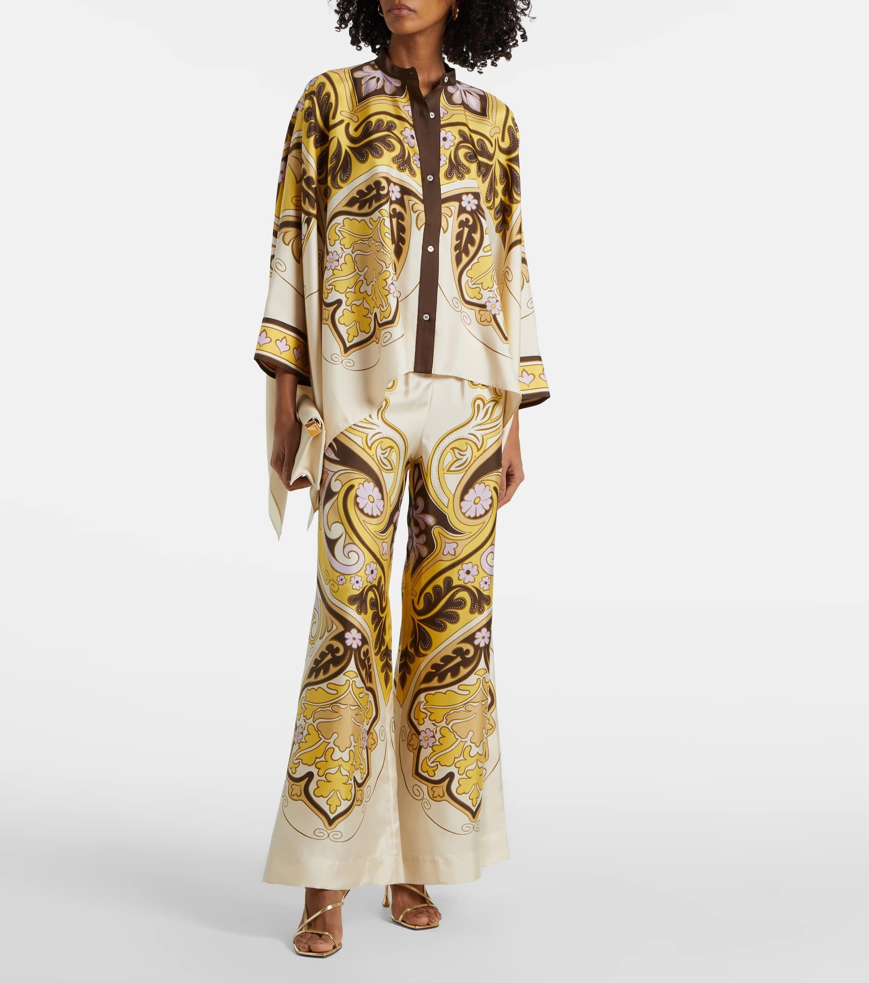 Printed silk twill palazzo pants - 2