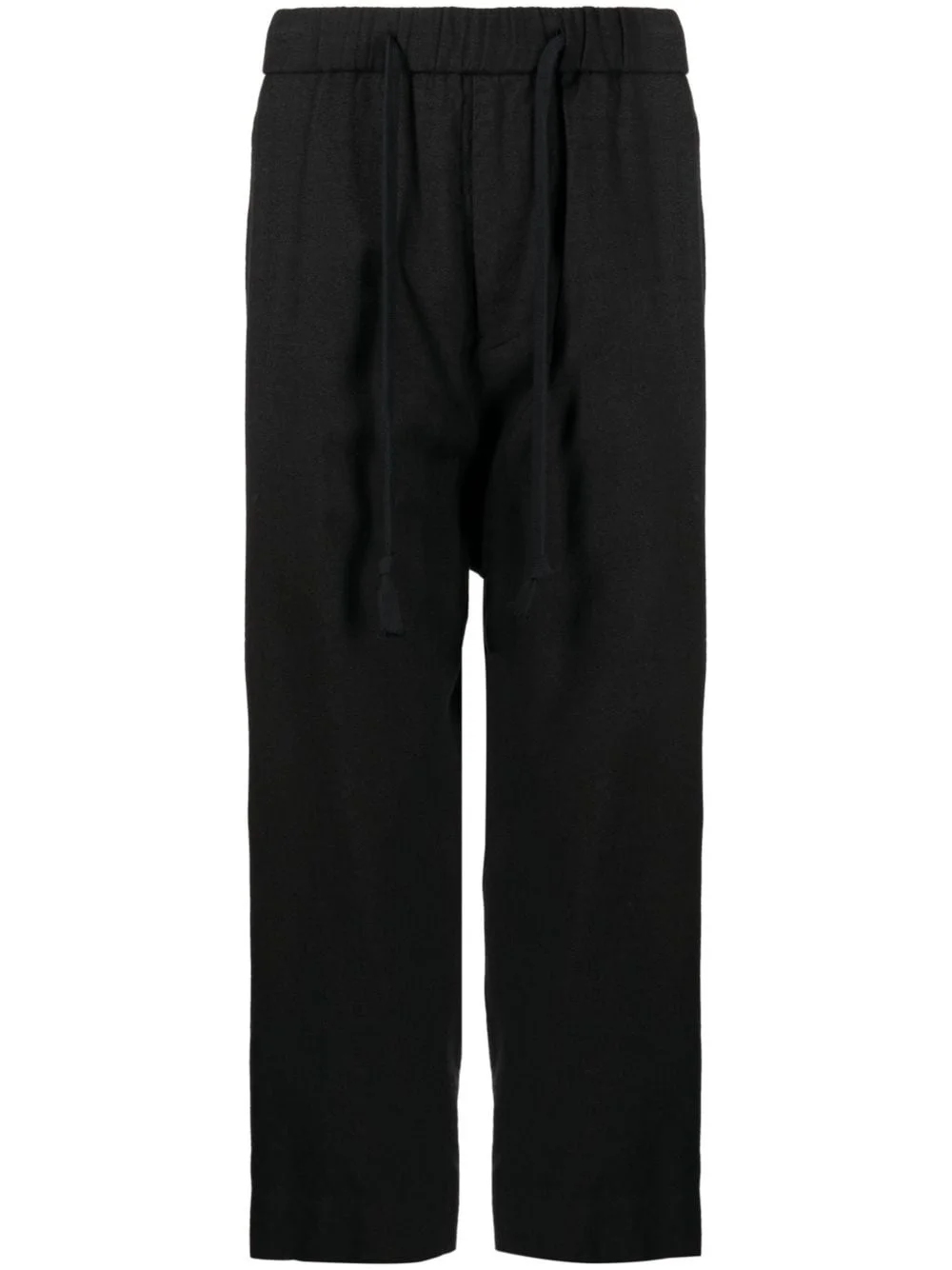 drop-crotch drawstring cropped trousers - 1