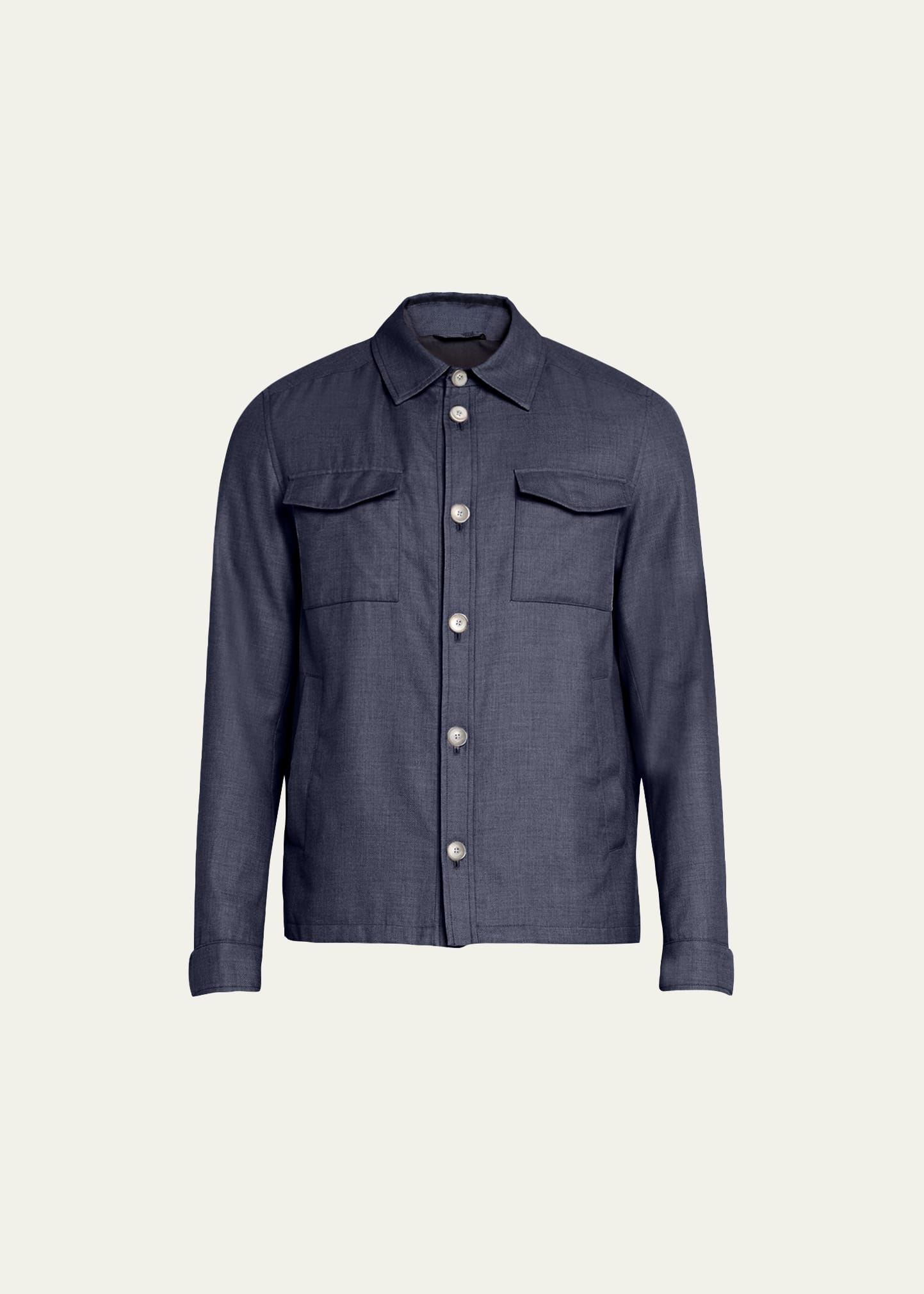 Men's Coated Cashmere-Blend Overshirt - 1