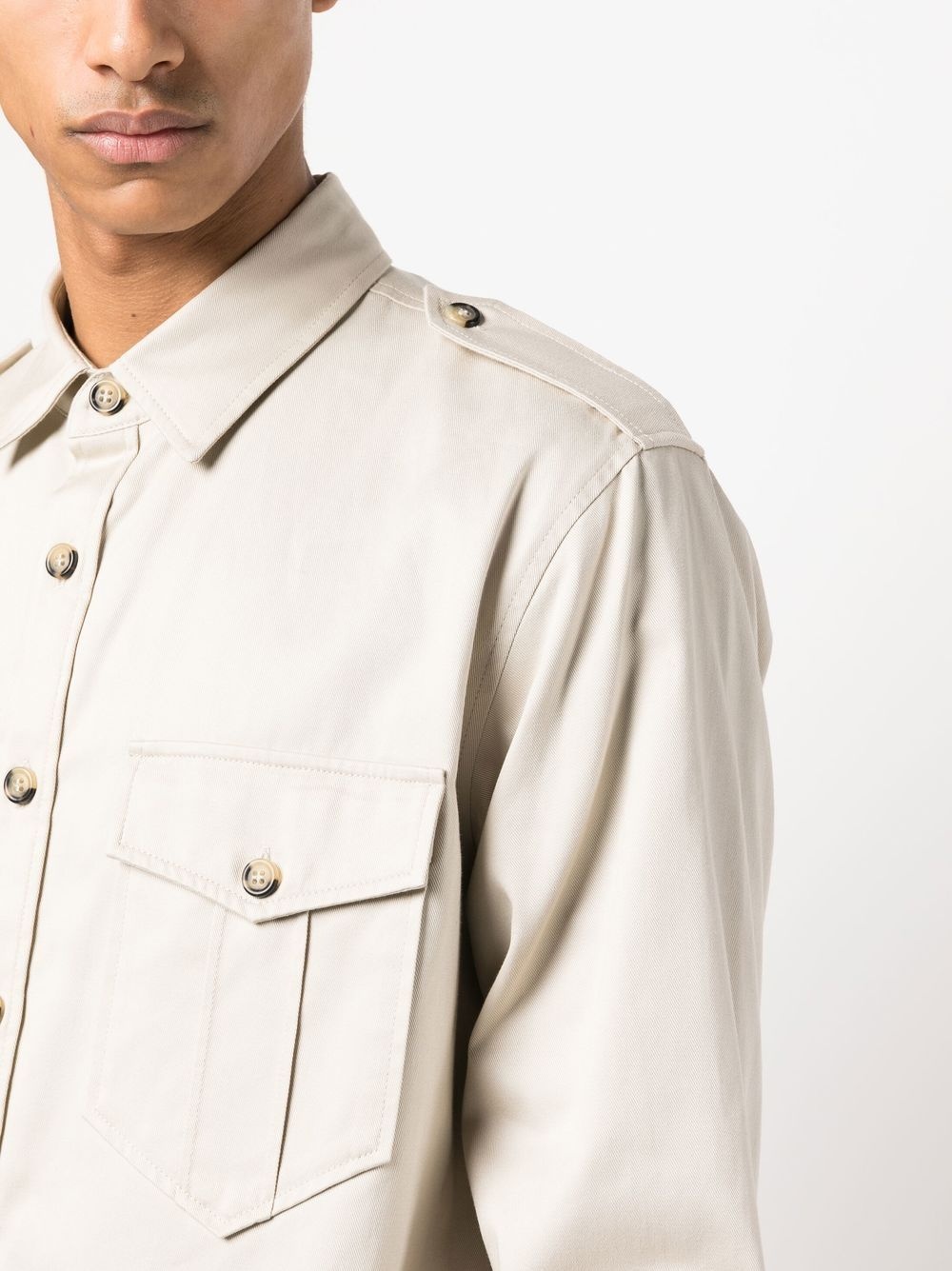 logo-embroidery cotton shirt - 5