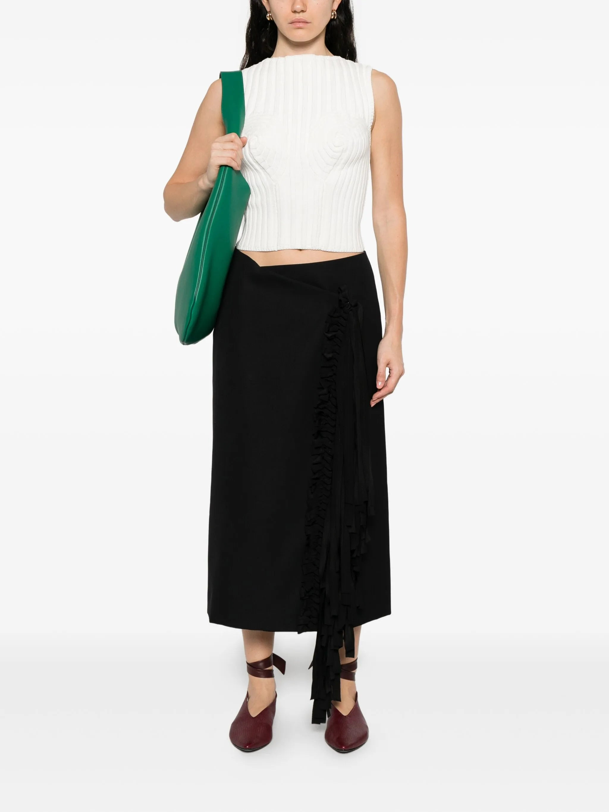 Carven Ruffled Fringed Skirt - 2
