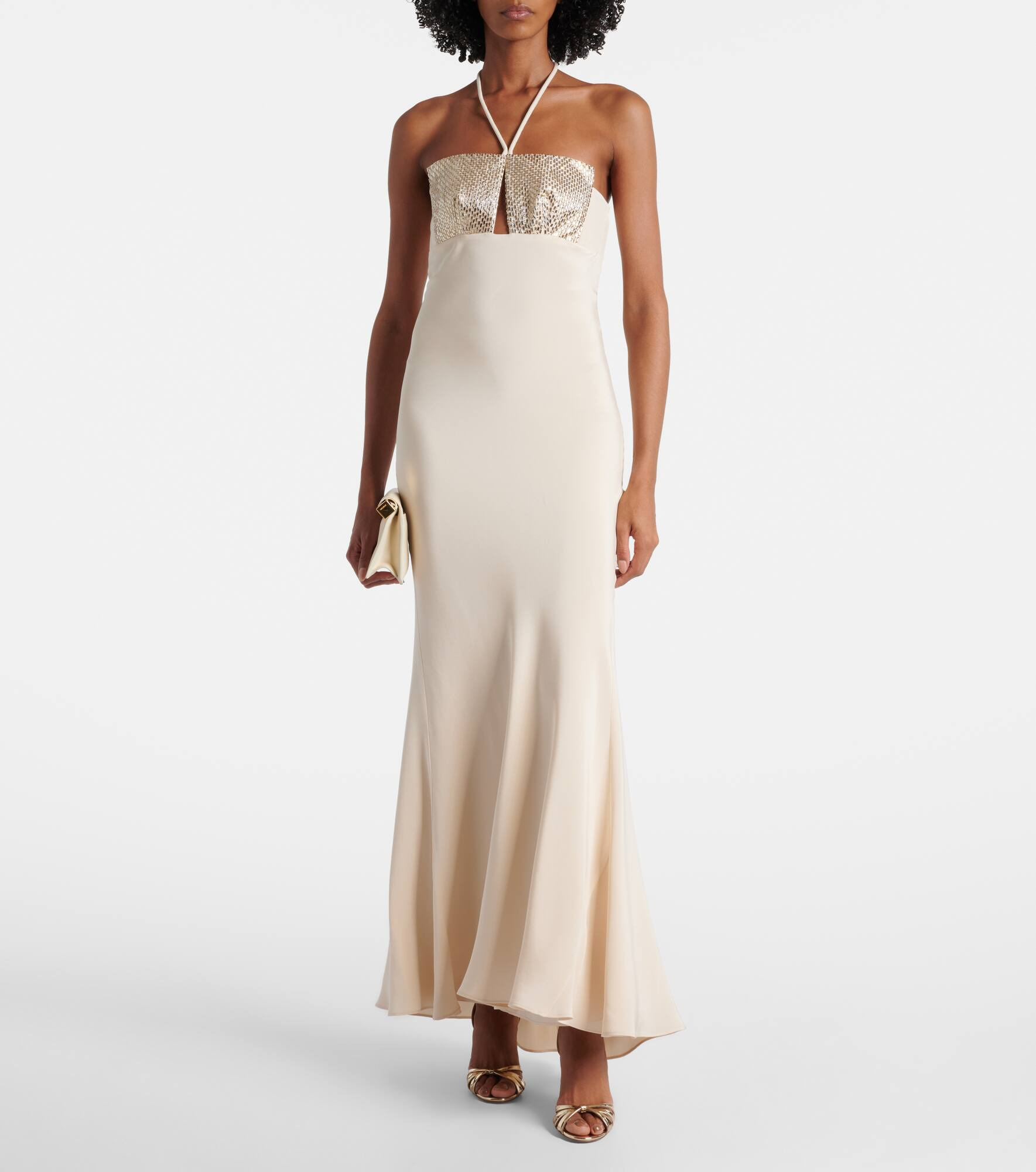 Embellished halterneck silk gown - 2