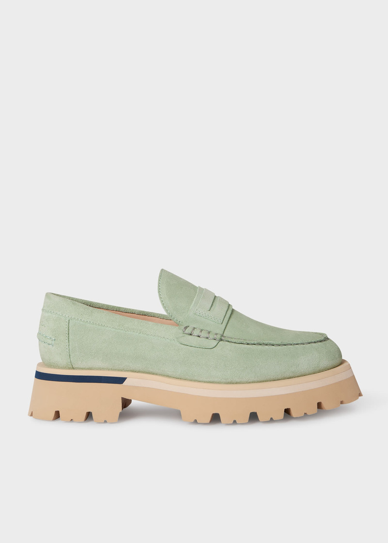 Mint Green Suede 'Felicity' Loafers 1