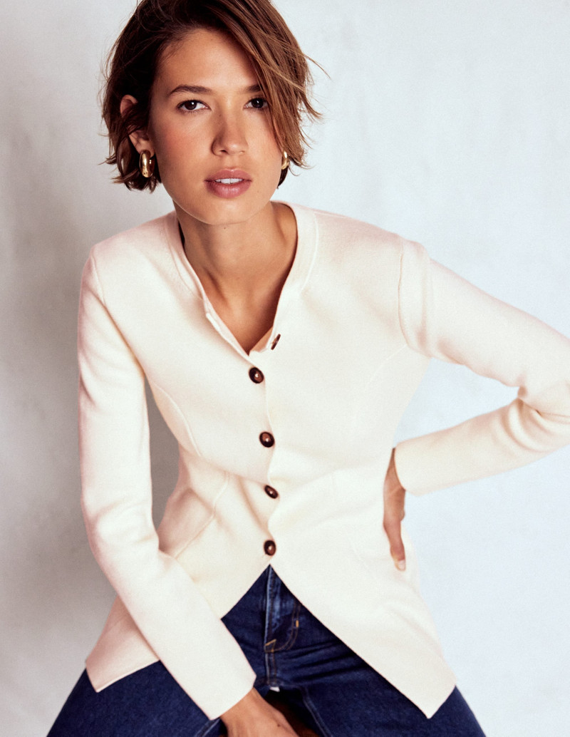 Joanna Fitted Knitted Jacket-Warm Ivory 5