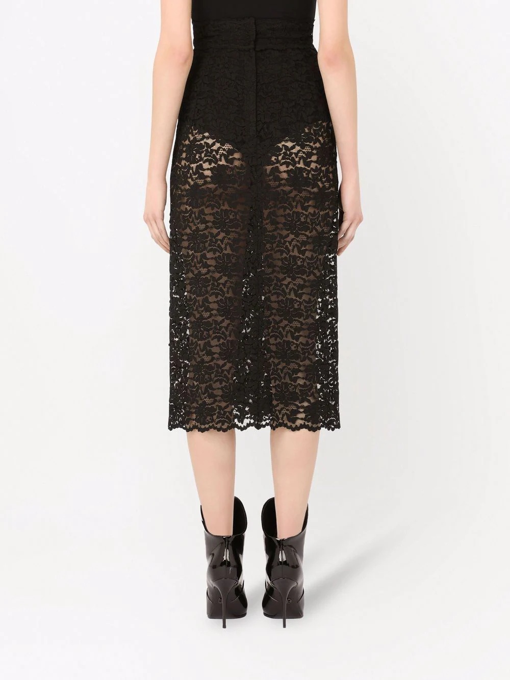 sheer lace midi skirt - 4