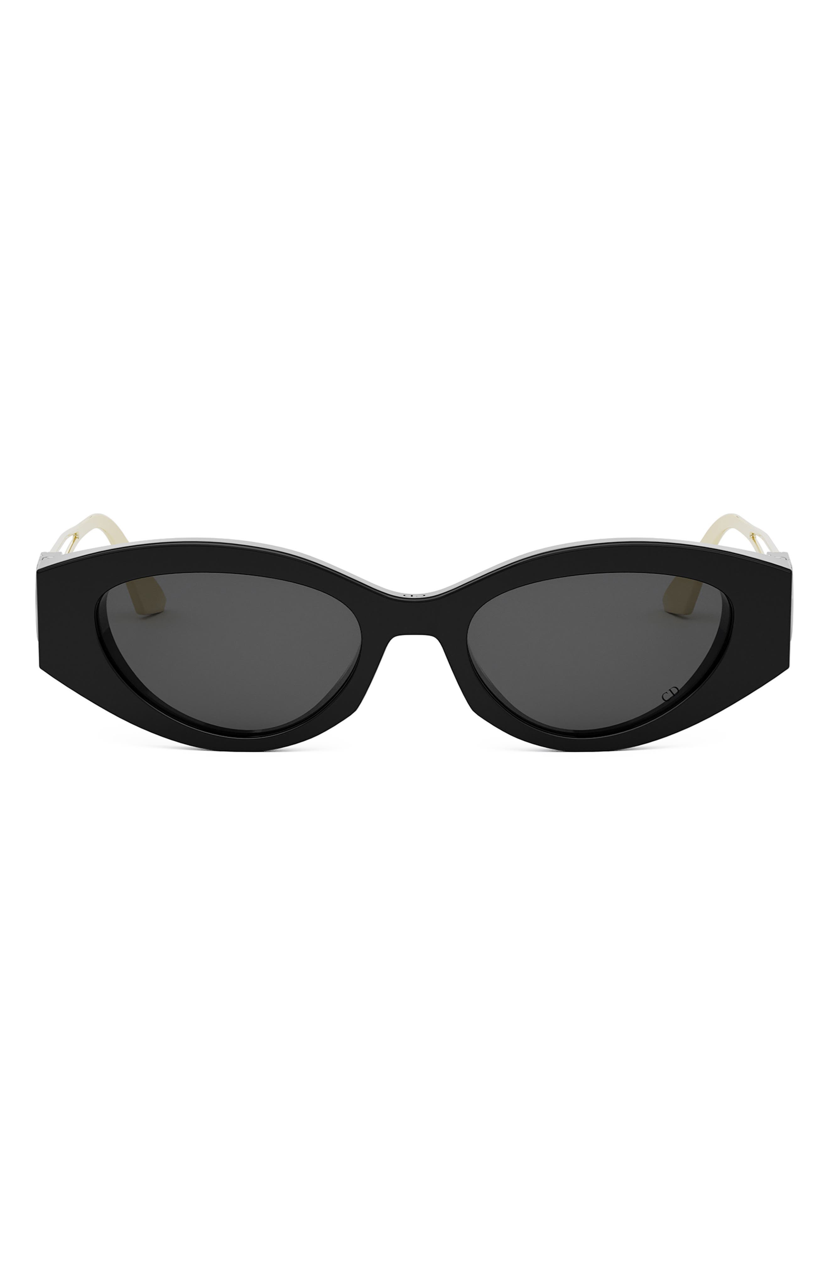 DIOR 30Montaigne B6I 51mm Oval Sunglasses in Shiny Black /Smoke at Nordstrom - 1