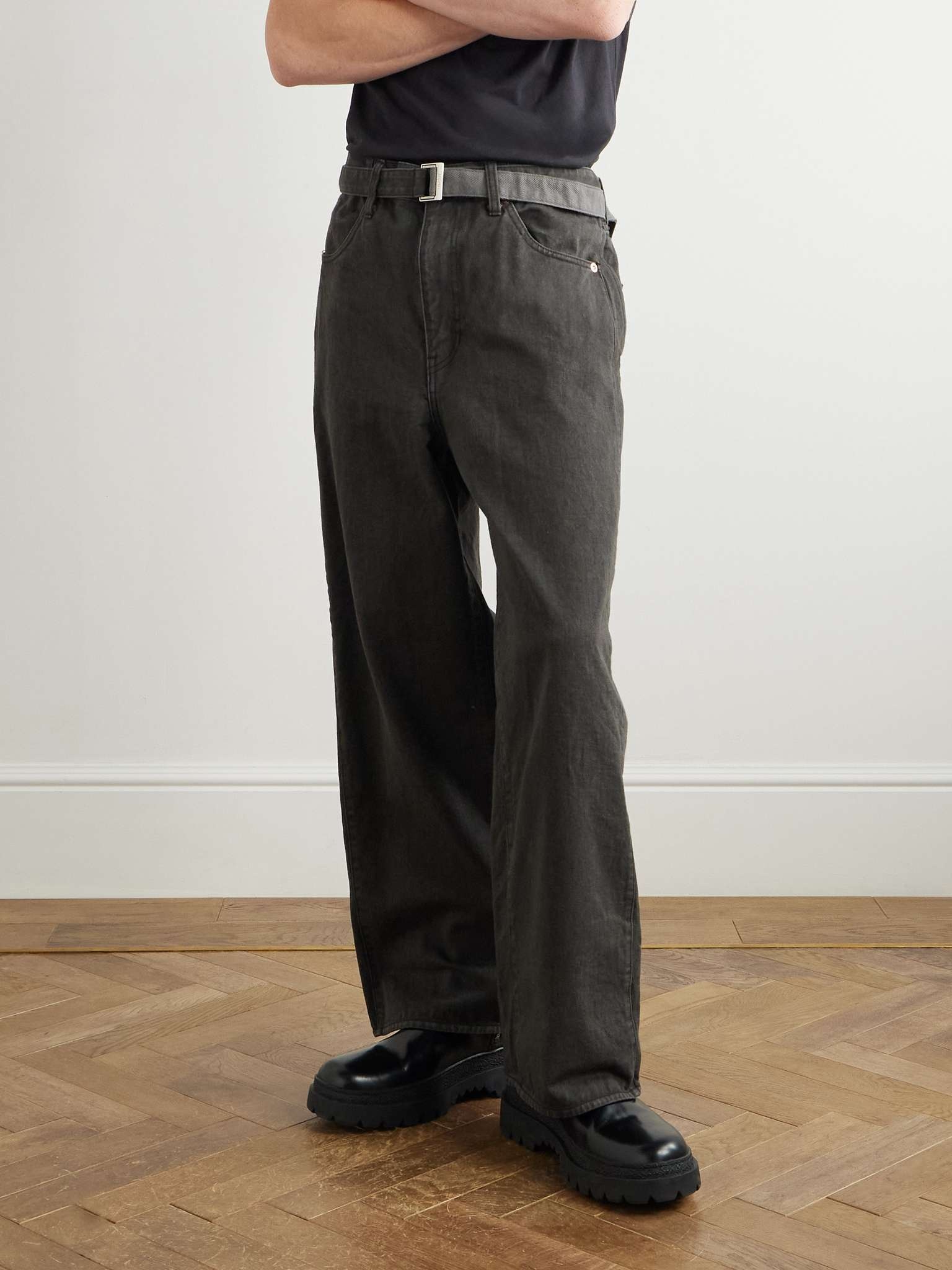 Wide-Leg Belted Jeans - 3