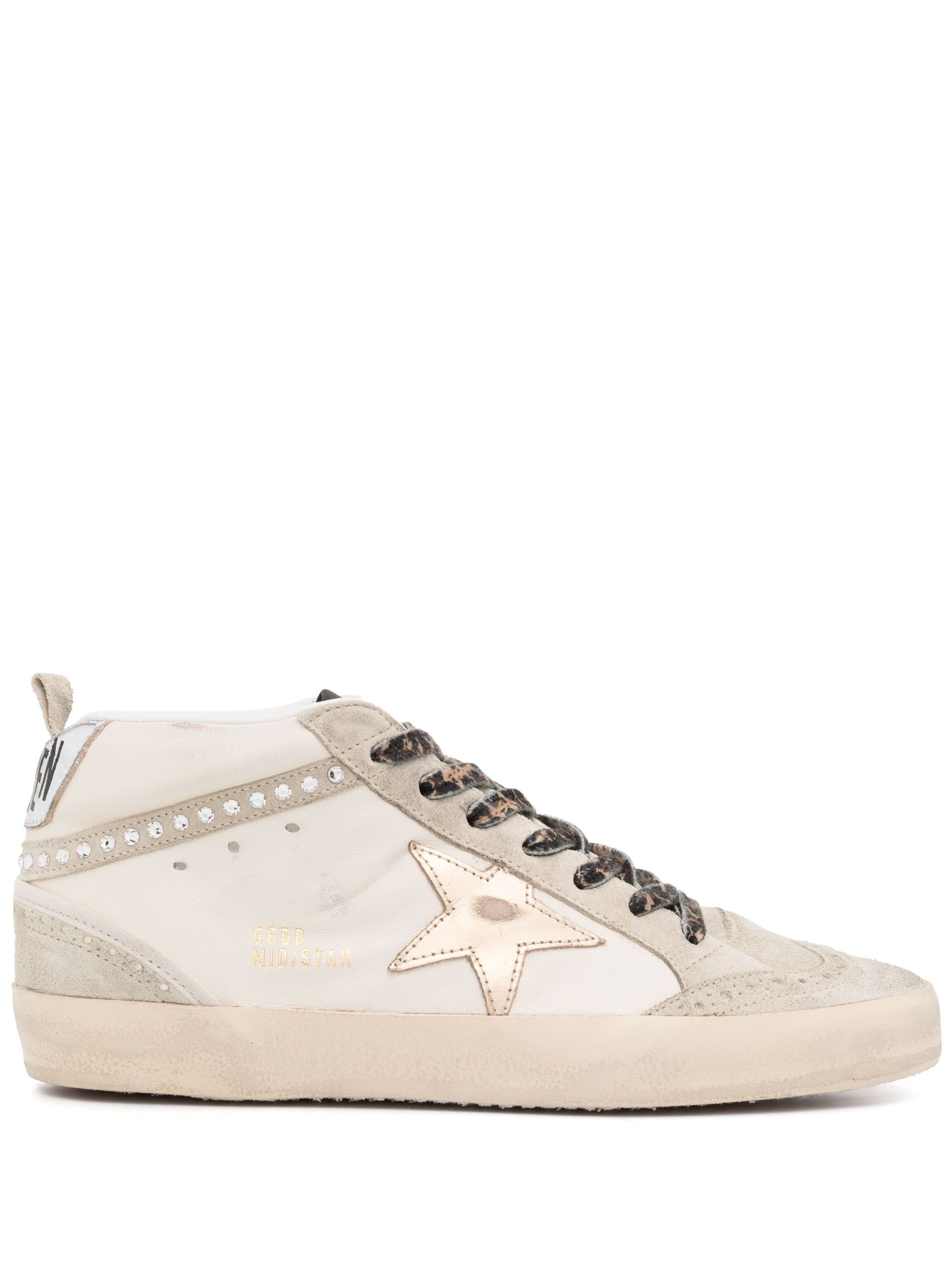 Neutral Mid Star Crystal Embellished Sneakers - 1