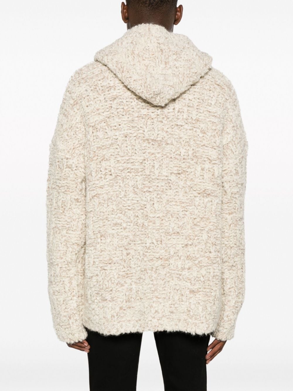 chunky-knit drawstring hoodie - 4