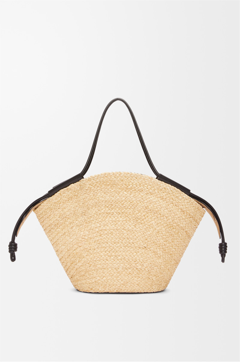 Large Paseo basket in raffia and nappa calfskin 6