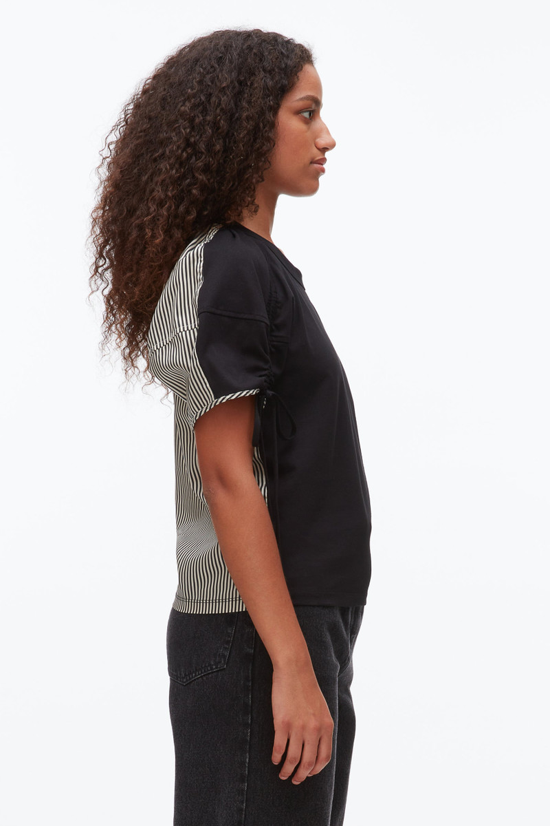 Ruched T-Shirt with Poplin Back 4
