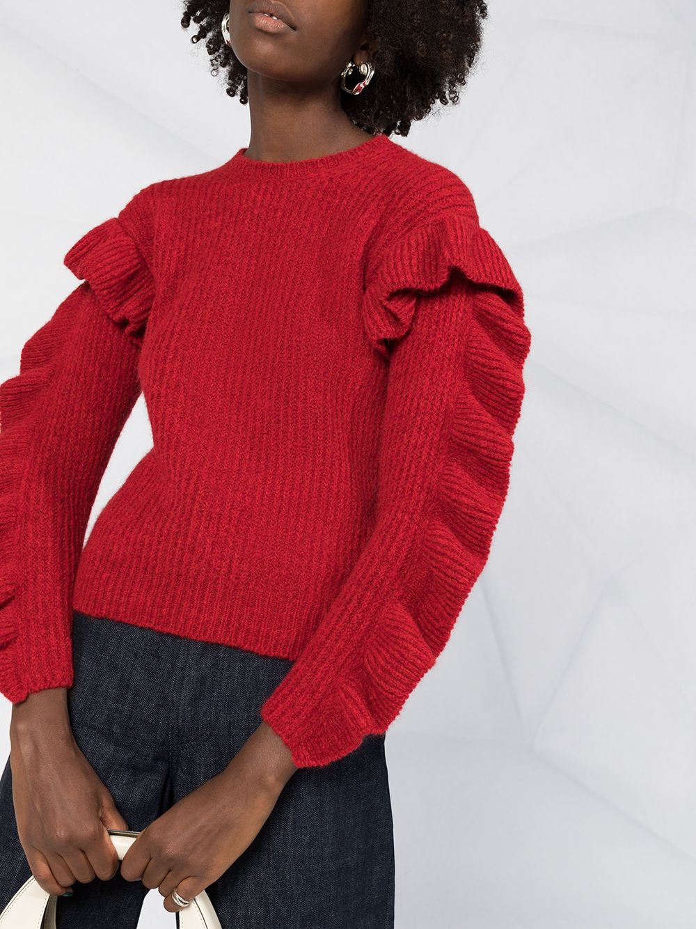 ruffled crew neck jumper - 5