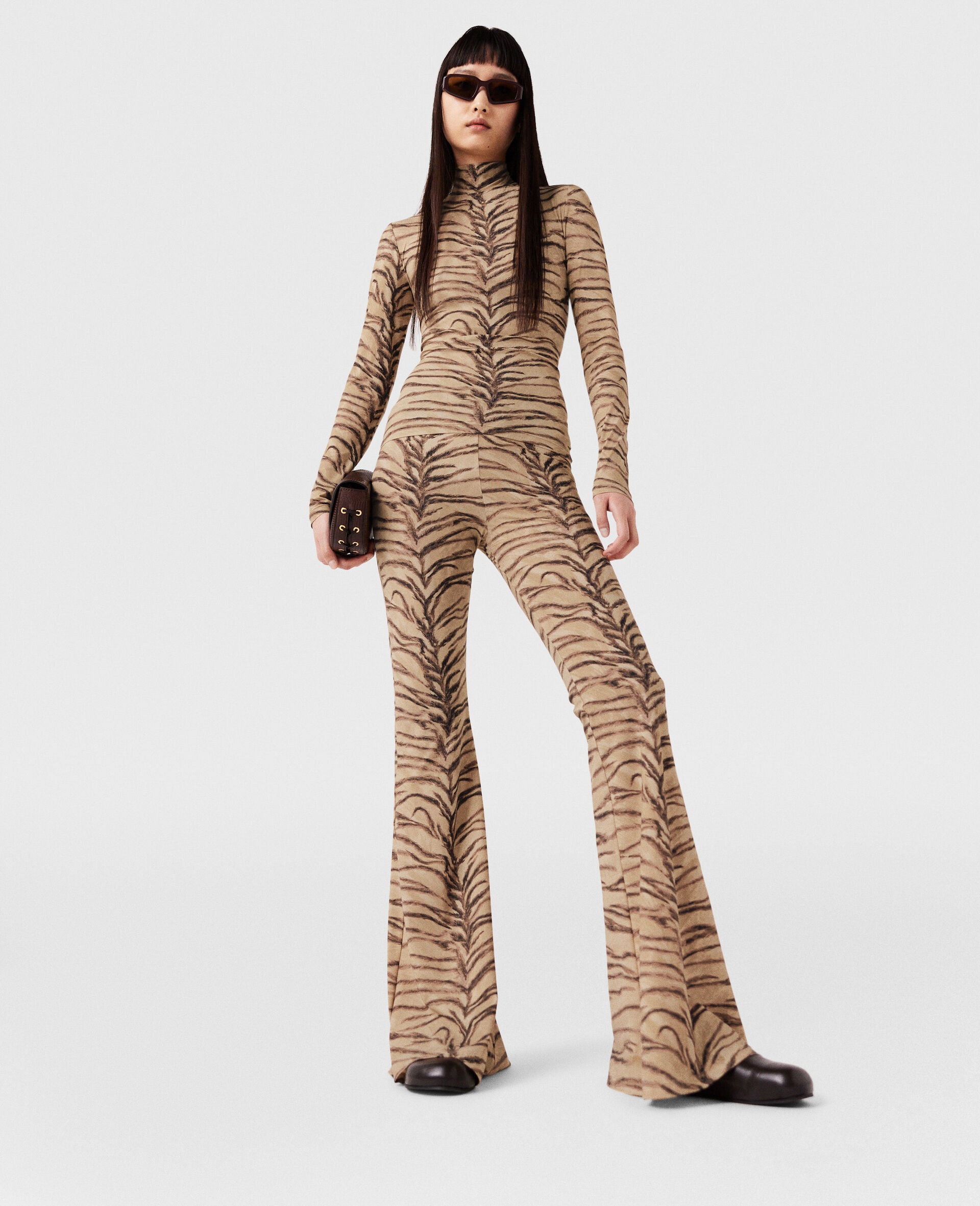Tiger Print High-Rise Flared Pants - 4