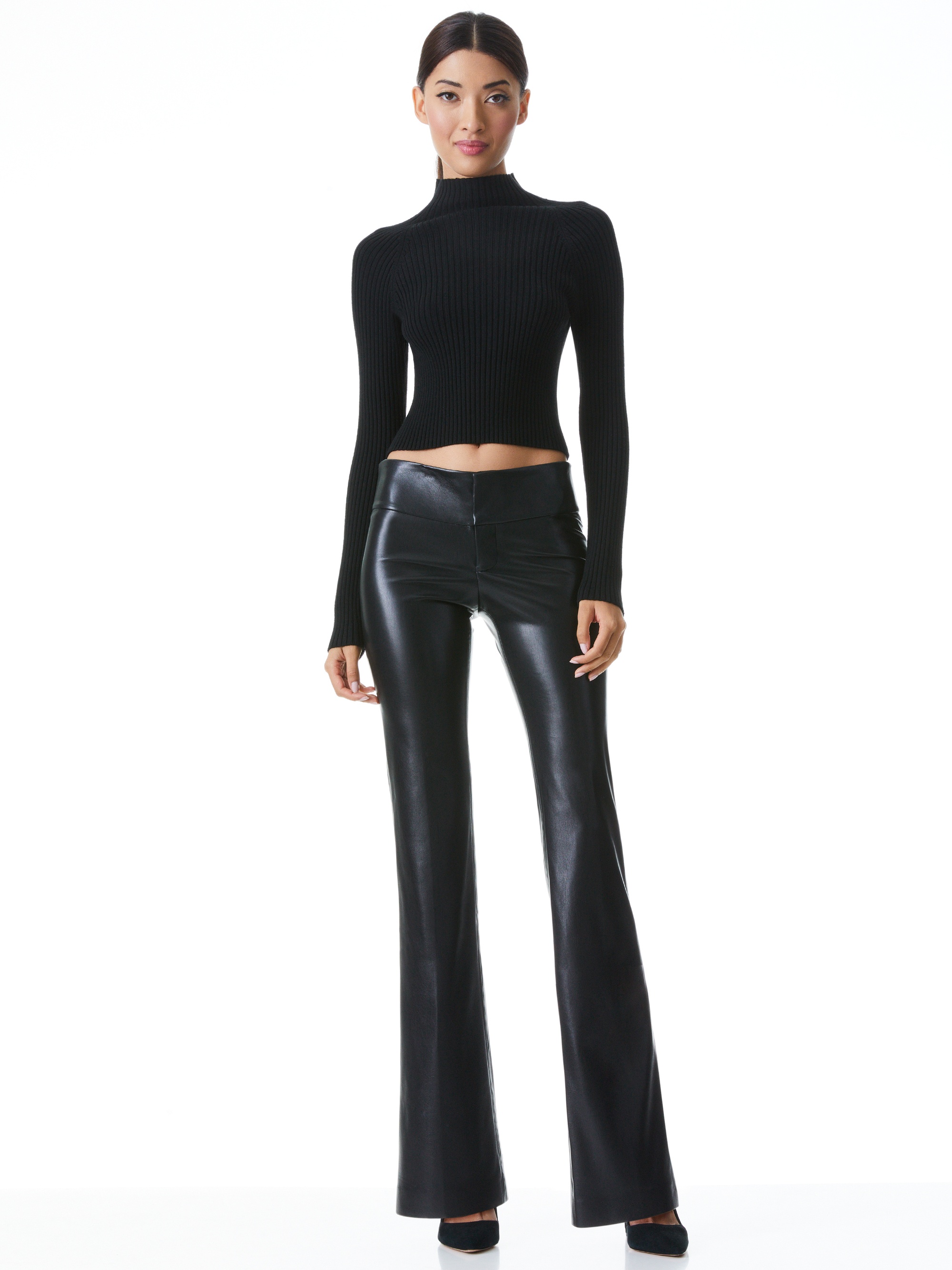 OLIVIA VEGAN LEATHER BOOTCUT PANT - 5