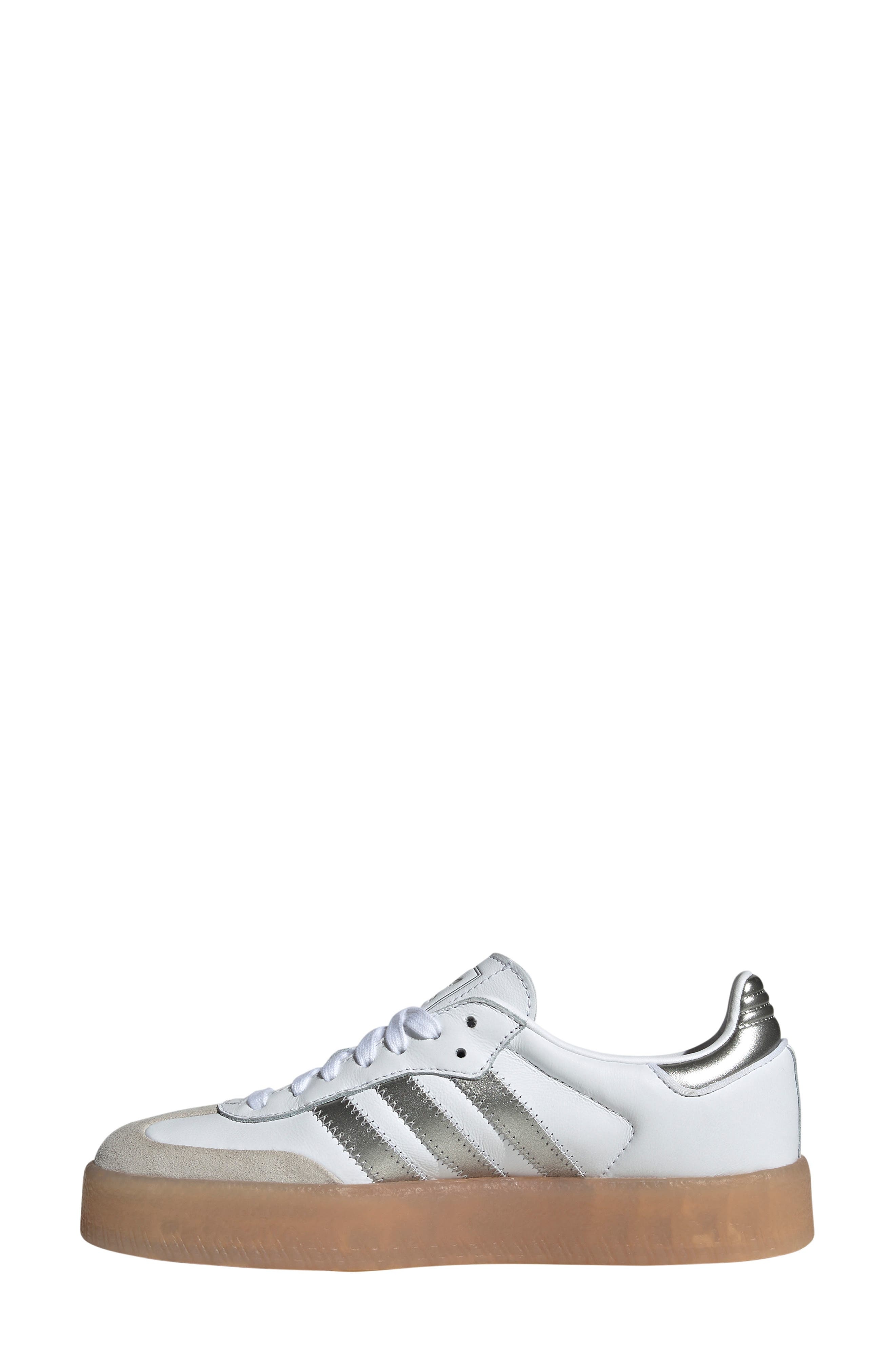 adidas Sambae Sneaker in White/Silver Metallic/Gum at Nordstrom - 6