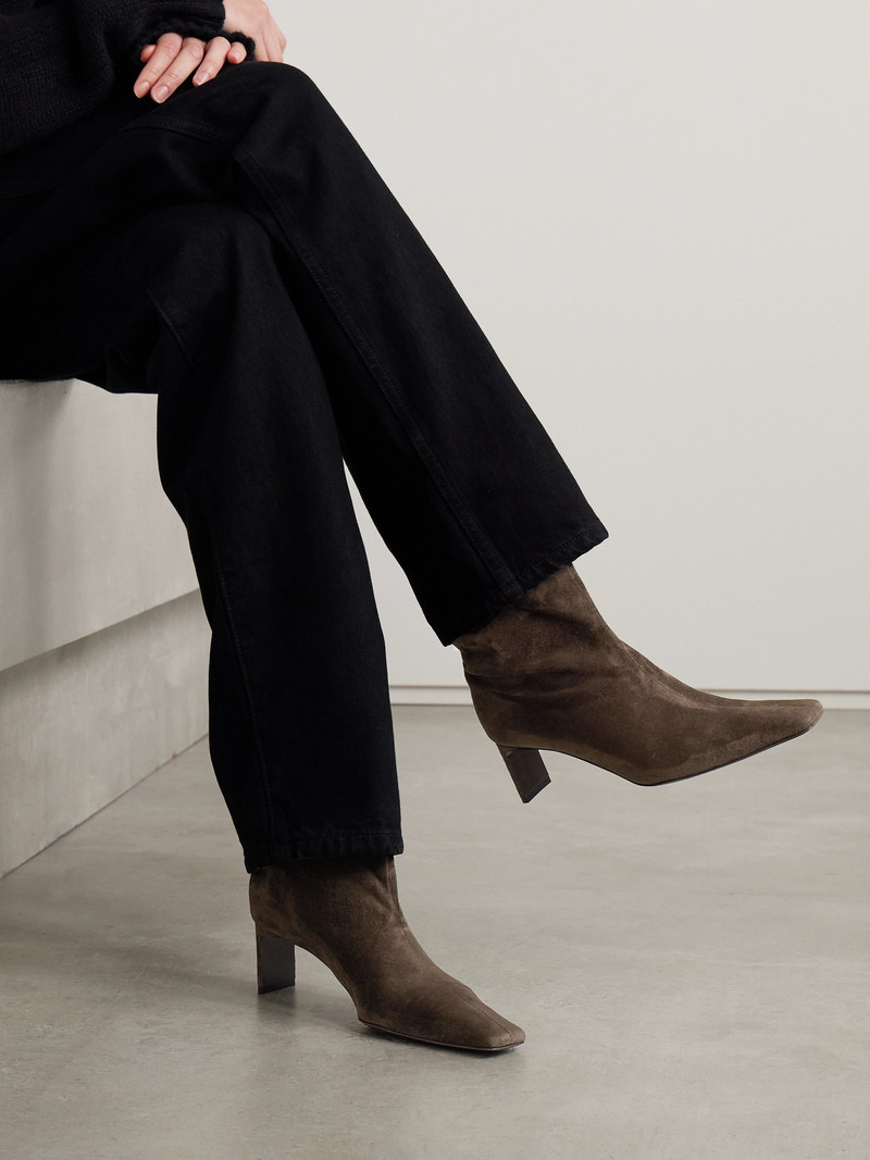 KHAITE Ona Suede Ankle Boots outlook