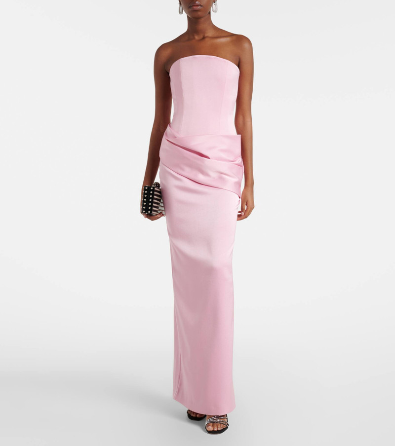 ALEX PERRY Draped satin crêpe bustier gown outlook