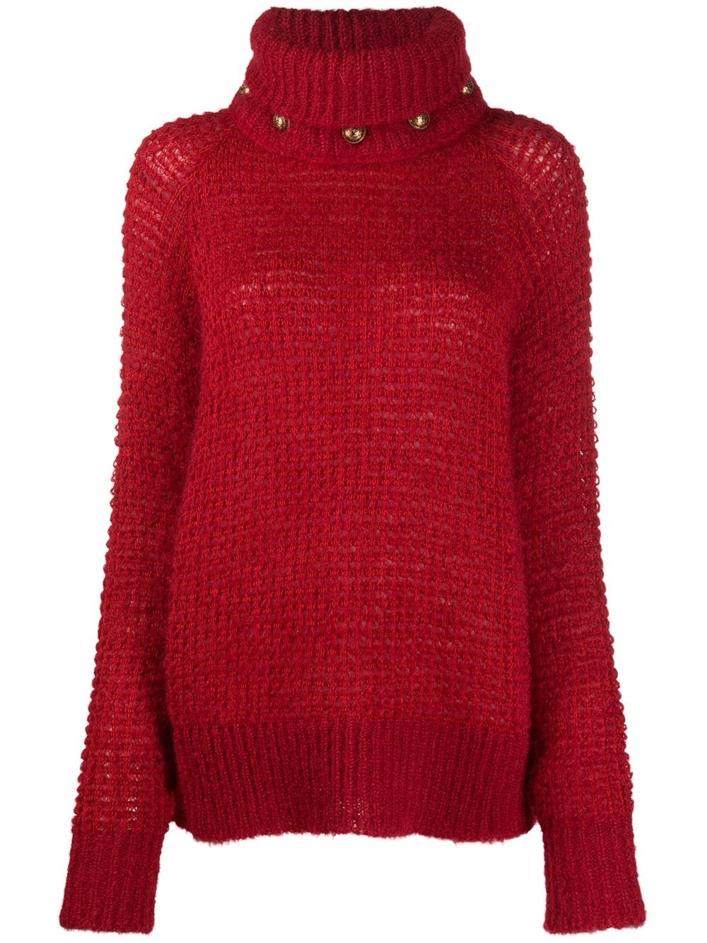 button detail turtleneck jumper - 1