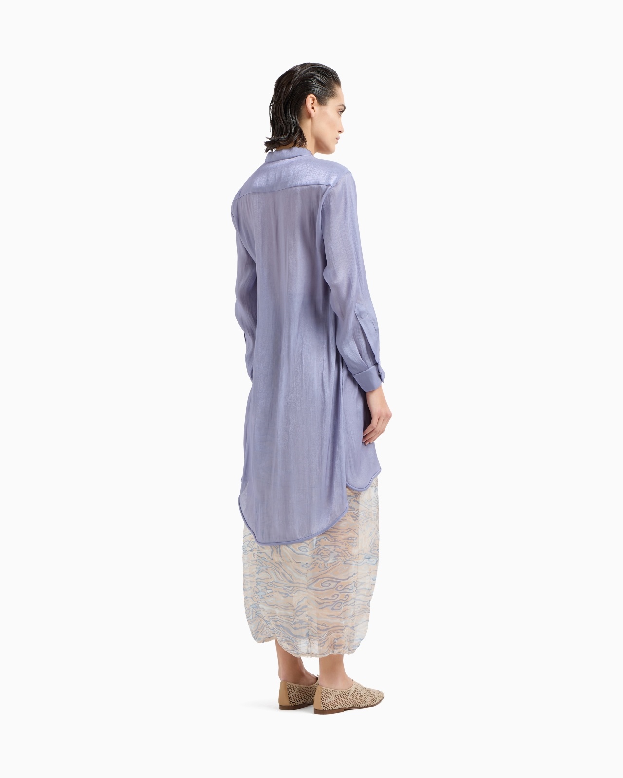 LONG SHIRT IN SHINY FABRIC - 3