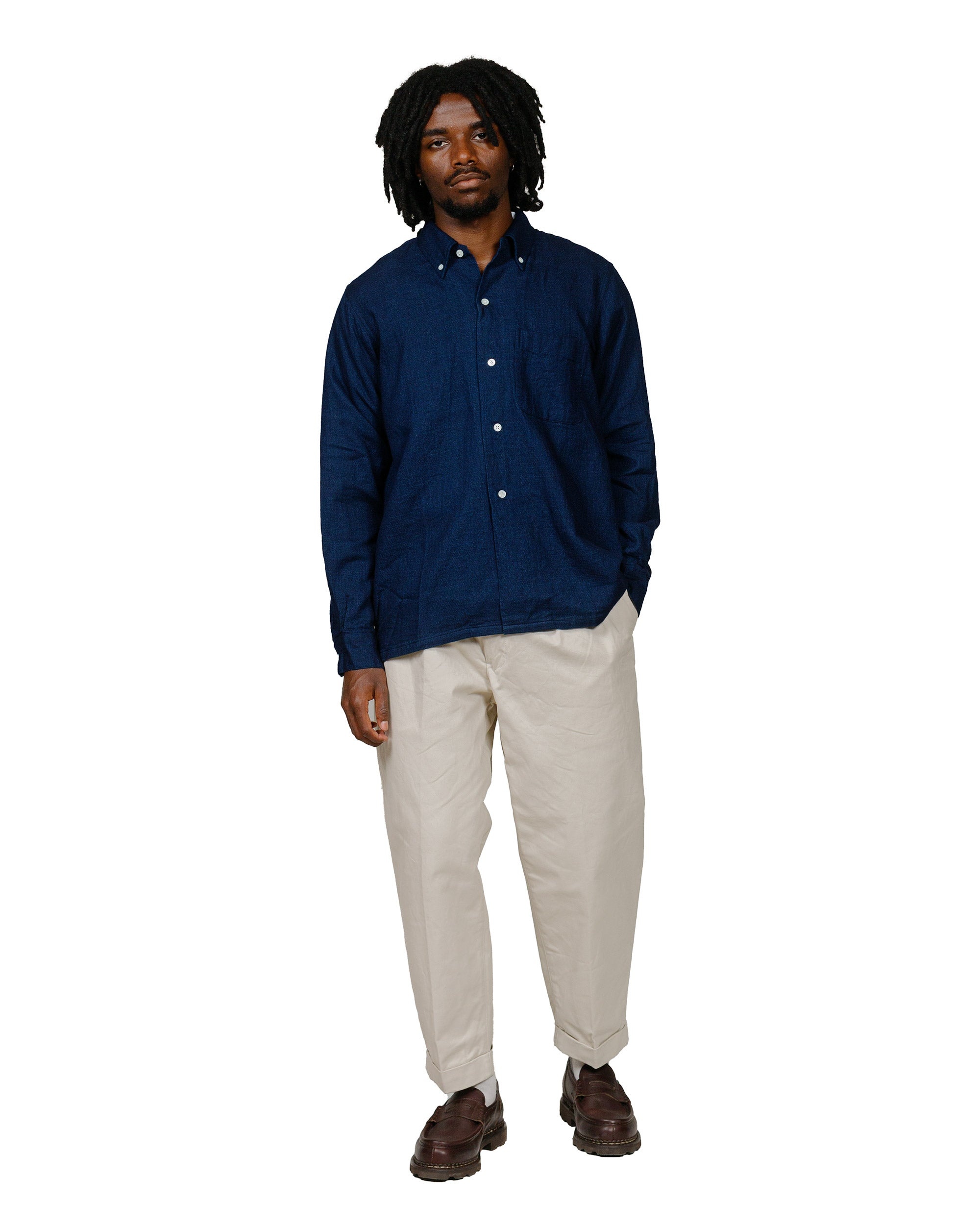 Open B.D. Indigo Panama Double Gauze Navy - 4