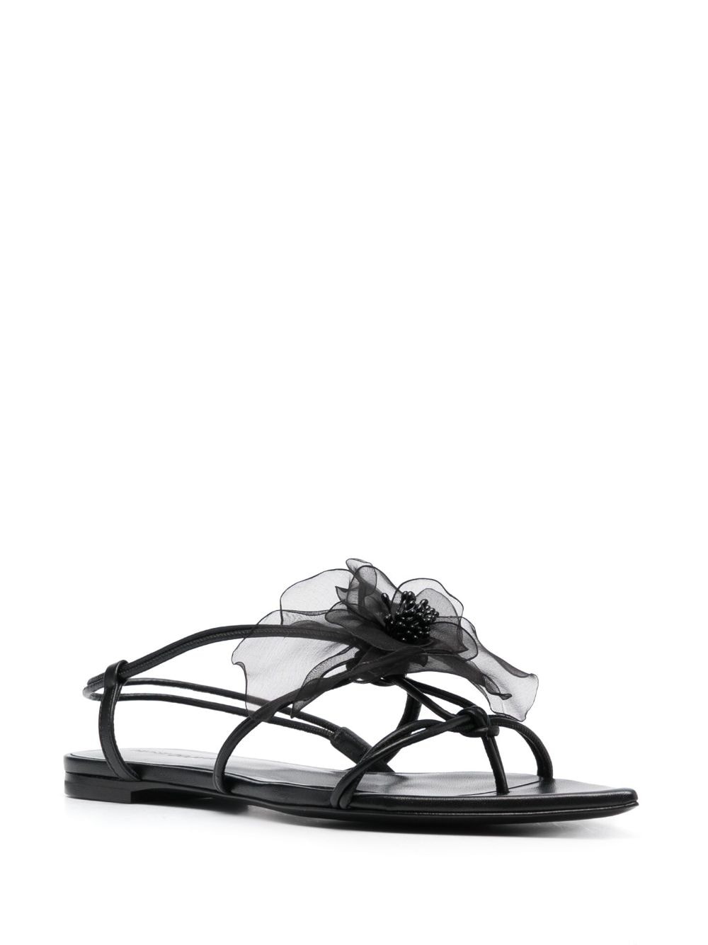 faux-flower leather sandals - 2