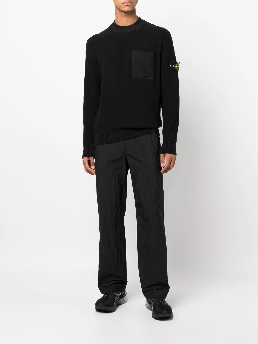 Compass-patch crew neck jumper - 2