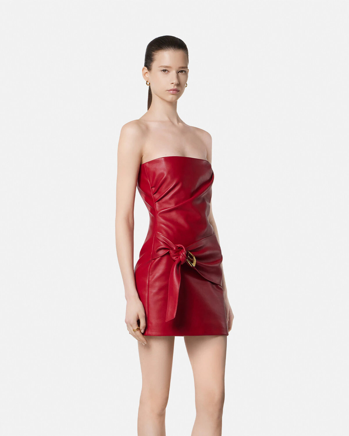 Leather Strapless Mini Dress - 4