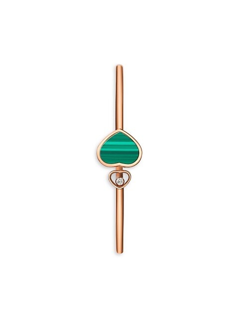 Happy Hearts 18K Rose Gold, Diamond & Malachite Bangle - 1