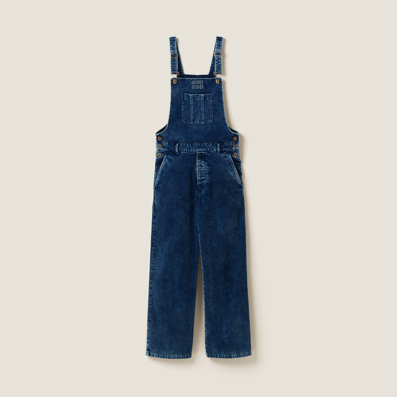 Long washed velvet overalls 1
