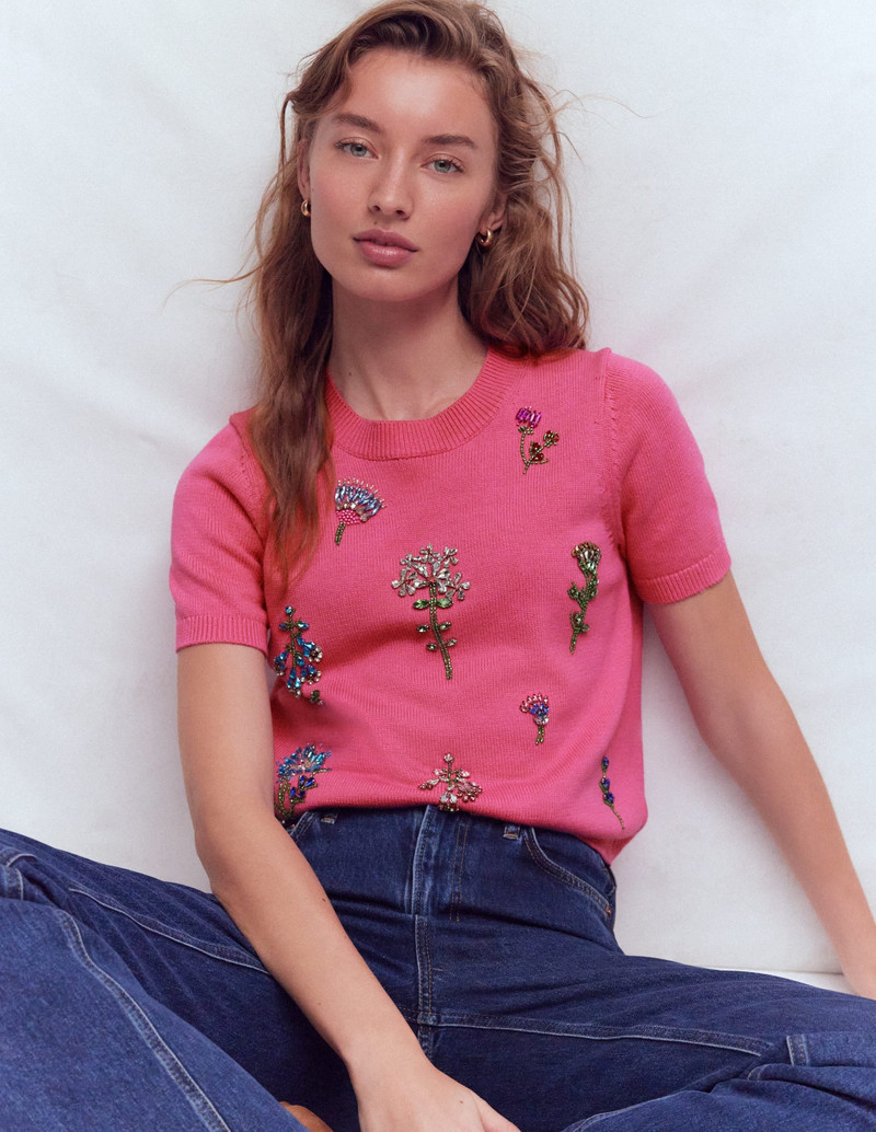 Embellished T-Shirt-Pink Punch 1