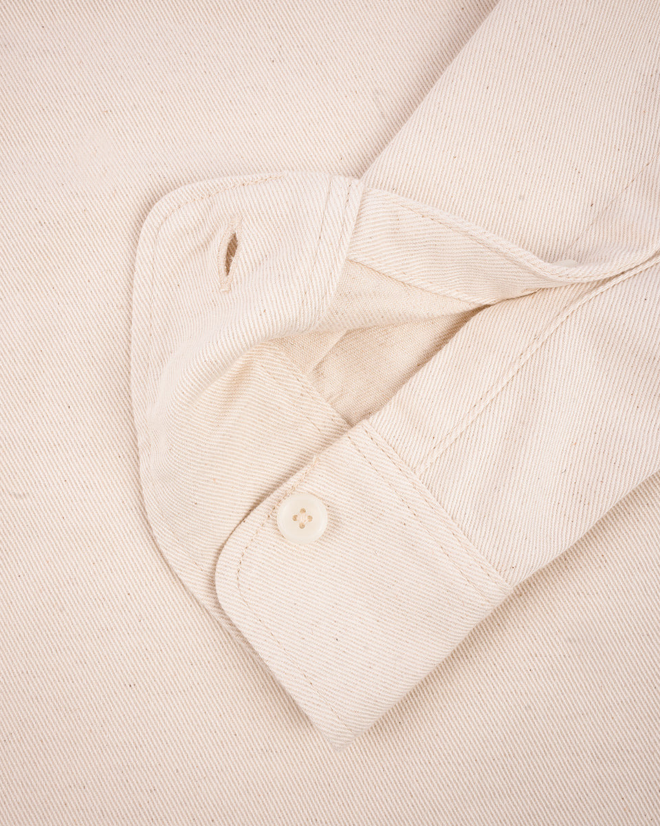 IHSH-414-WHT 9oz Cotton Linen Work Shirt - Off White - 9
