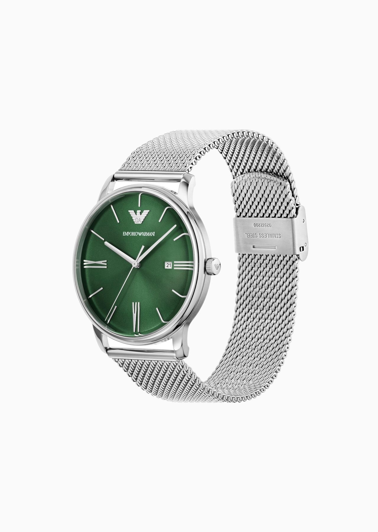 Three-Hand Date Stainless Steel Mesh Watch - 2