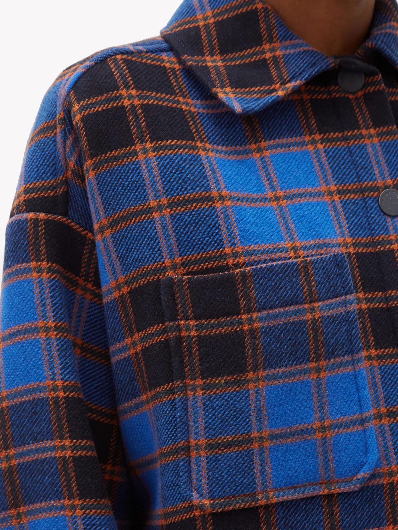 Checked wool-blend flannel shirt jacket - 4