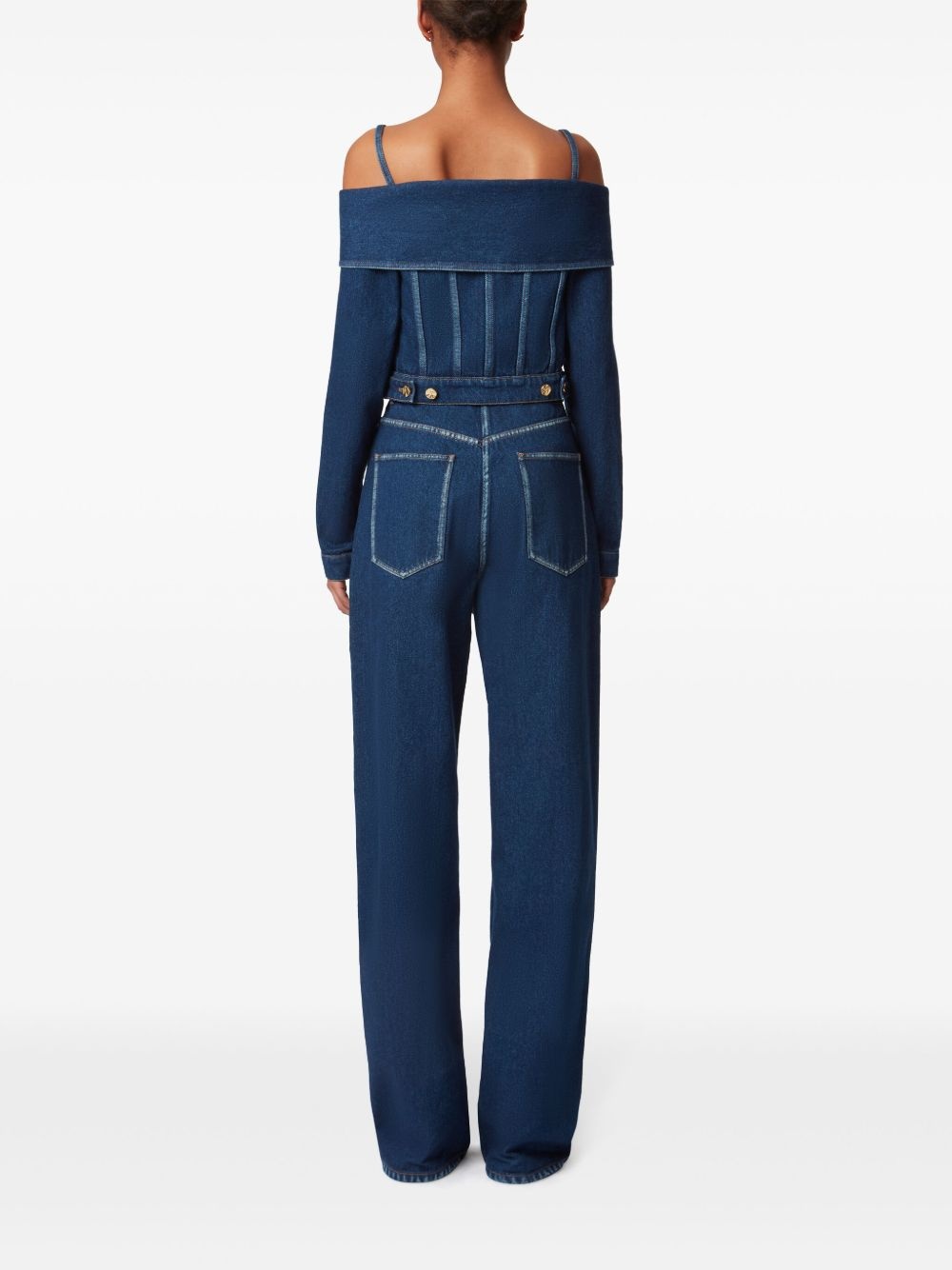 off-shoulder denim jacket - 4