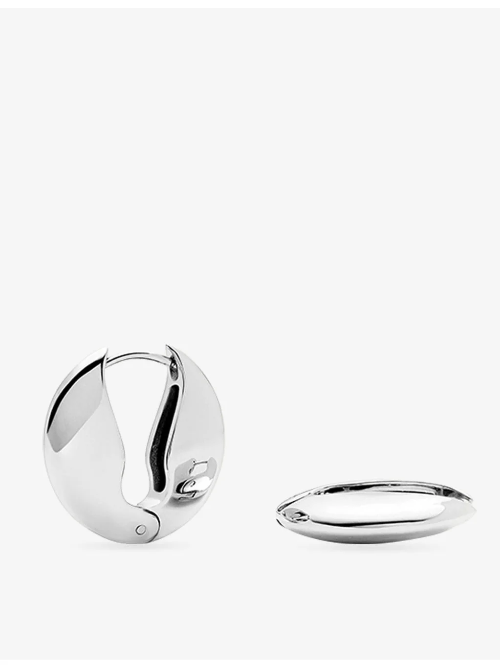 Hinged Small Platinum PVD Plated Stainless-Steel Hoop Earrings - 1