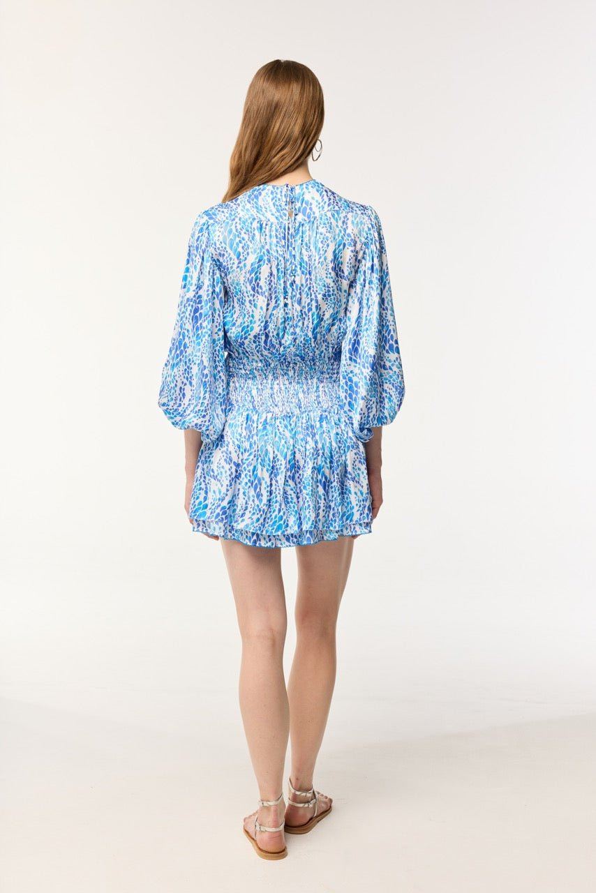 Mini Dress Colleen - Blue Wavy Animalier - 3