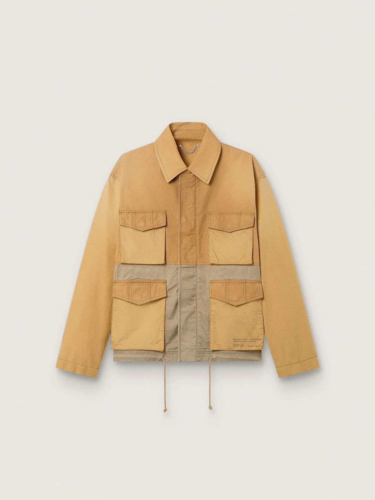 Unisex safari jacket in beige and military-green cotton with maxi pockets - 1