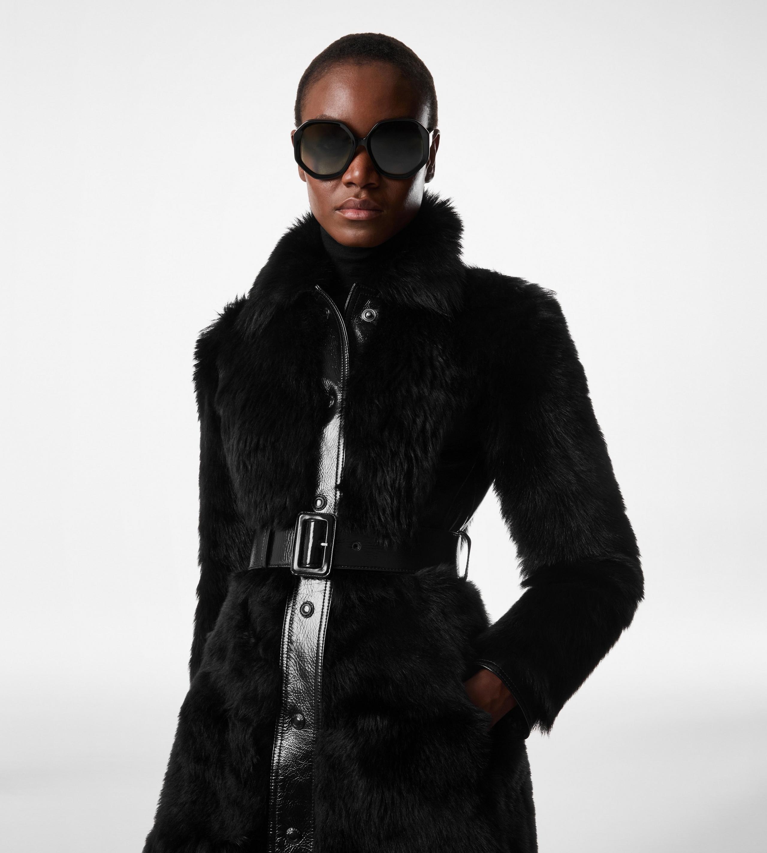 SHEARLING BELTED COAT - 2
